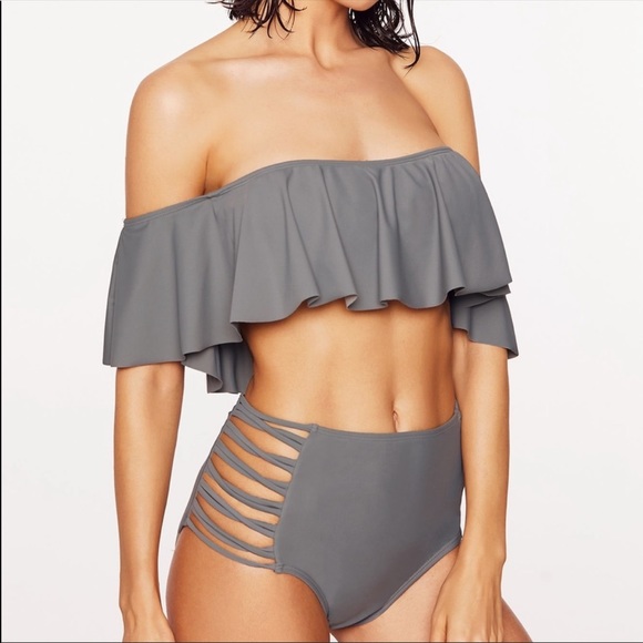 🖤Ruffle top off the shoulder - GRAY - Picture 7 of 8